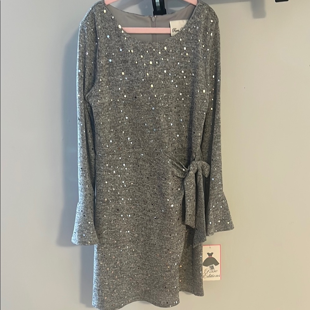 Rare Editions Silver Long Sleeve Dress